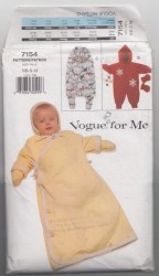 7154 VOGUE EASY INFANT BUNTING BAG, MITTENS,HAT PATTERN UNCUT NEWBORN-MED